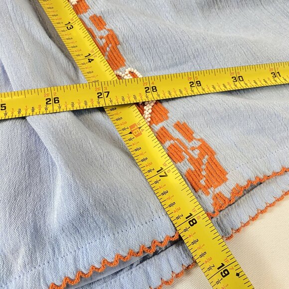 Tory Burch Bright Blue Embroidered Cotton Boho Short Skirt Size 14 - Picture 8 of 12